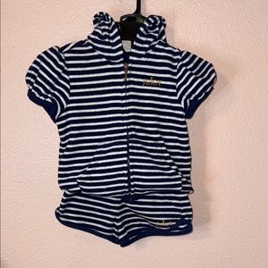 Juicy Couture Kids Blue and White Striped Hoodie Set